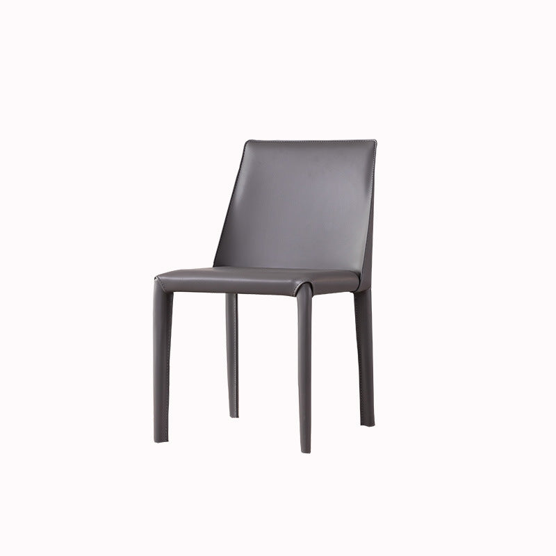 Moderner Restaurant-Beistellstuhl aus Sattelleder, Parsons-Esszimmerstuhl mit mattem Finish (2er-Set)
