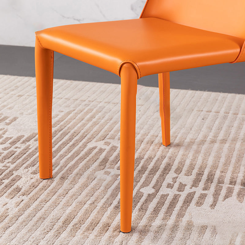 Moderner Restaurant-Beistellstuhl aus Sattelleder, Parsons-Esszimmerstuhl mit mattem Finish (2er-Set)