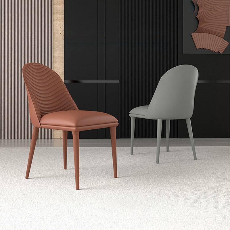El comedor moderno del metal preside la silla de comedor sin brazos de la imitación de cuero para el restaurante