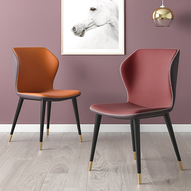 Silla sin brazos de Glam Metal Comedor Wingback Parsons para restaurante
