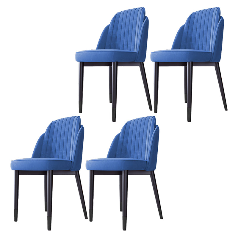 Silla de comedor de estilo escandinavo Silla de comedor de cuero y metal con respaldo sólido