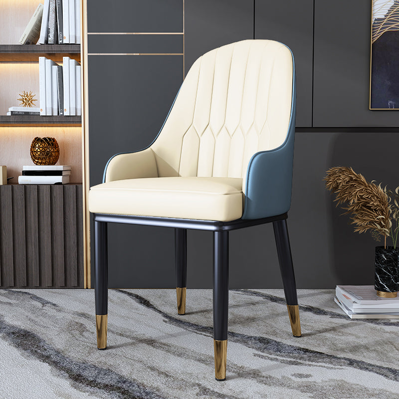 Silla de comedor de metal de estilo escandinavo, silla con respaldo sólido y brazo