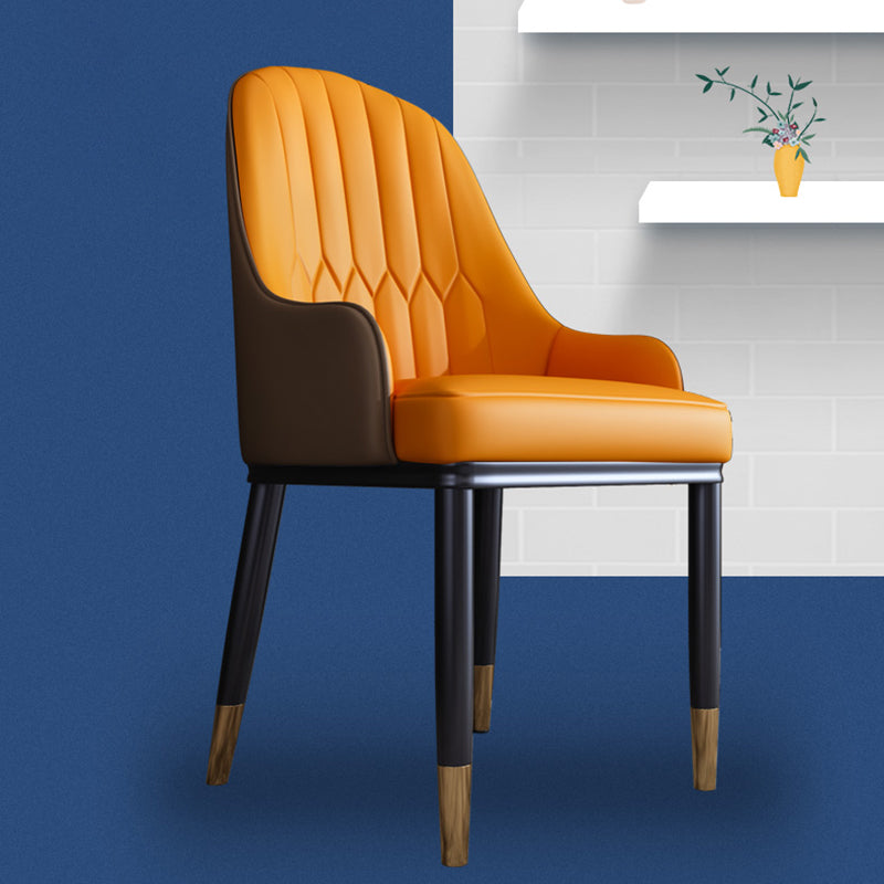 Silla de comedor de metal de estilo escandinavo, silla con respaldo sólido y brazo
