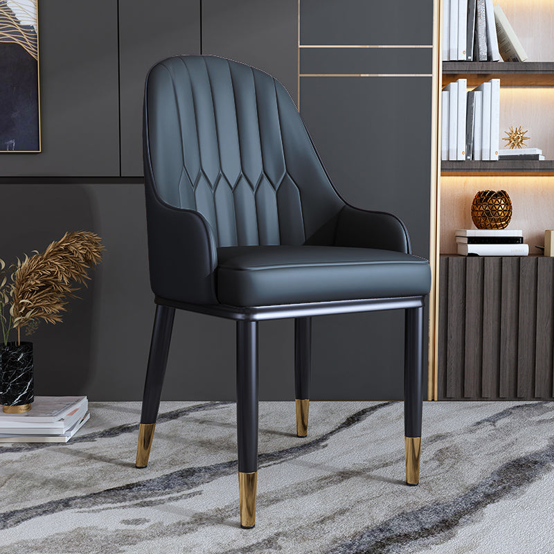 Silla de comedor de metal de estilo escandinavo, silla con respaldo sólido y brazo