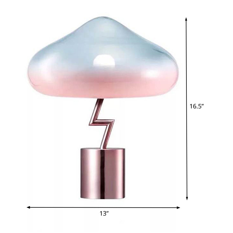 Lámpara de escritorio de champiñones Lámpara de mesa nocturna modernista rosa y azul 1 bulbo de dormitorio