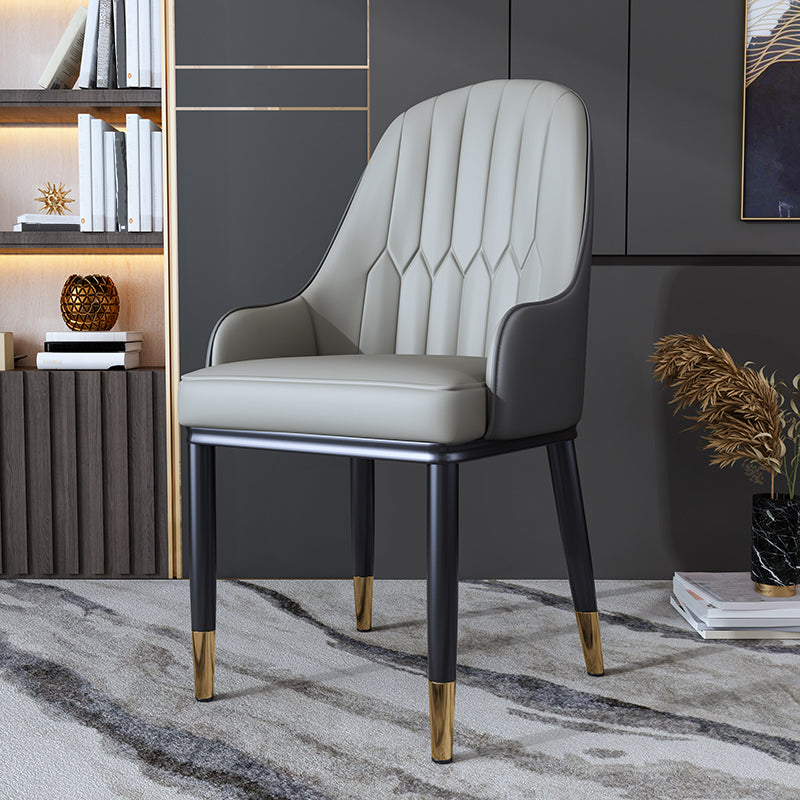 Silla auxiliar de comedor de estilo escandinavo de metal, silla con respaldo sólido acolchado para comedor con brazo