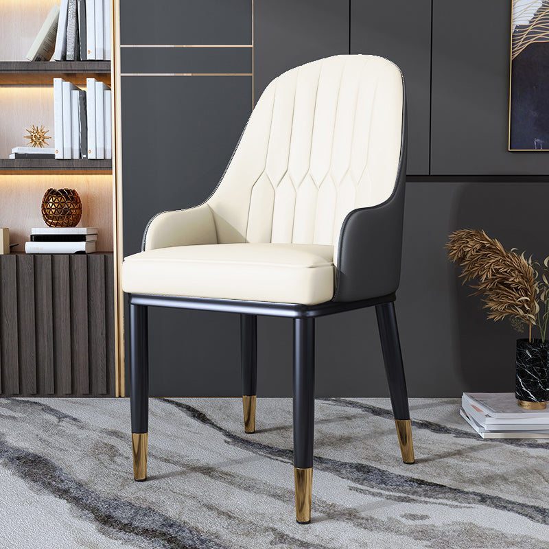 Silla auxiliar de comedor de estilo escandinavo de metal, silla con respaldo sólido acolchado para comedor con brazo