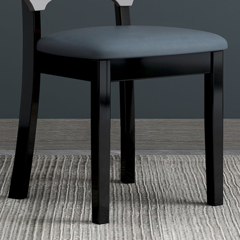Accueil Chaise d'appoint scandinave Chaise de salle à manger rembourrée en bois à dossier ouvert (Ensemble de 2)