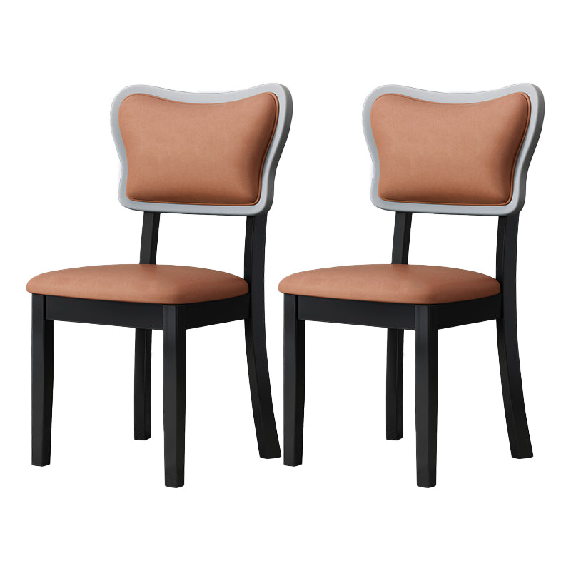 Accueil Chaise d'appoint scandinave Chaise de salle à manger rembourrée en bois à dossier ouvert (Ensemble de 2)