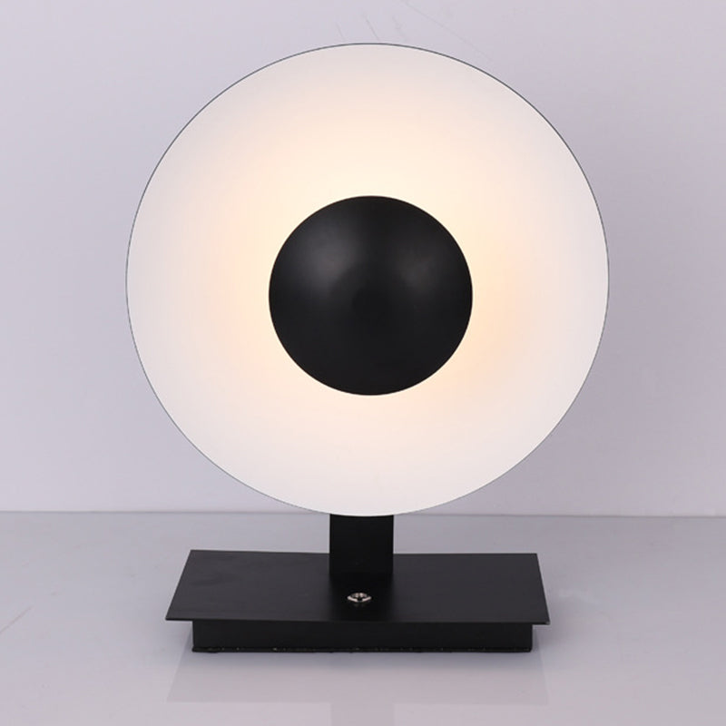 Iluminación de tareas redondas de metal Ligero de lectura LED contemporánea en negro para la cama