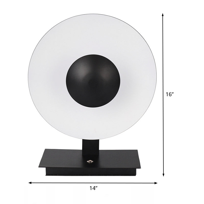 Iluminación de tareas redondas de metal Ligero de lectura LED contemporánea en negro para la cama