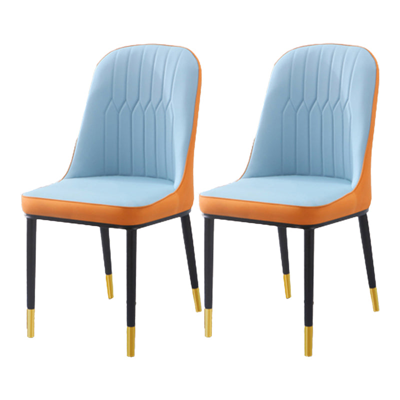 Chaise d'appoint d'intérieur scandinave, dossier Parsons, chaise de salle à manger rembourrée en métal