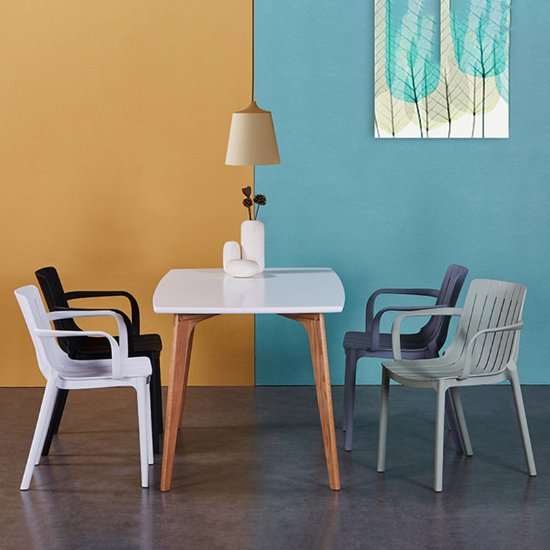 Sillas de comedor de cocina de estilo moderno, sillas de comedor de plástico con brazos apilables