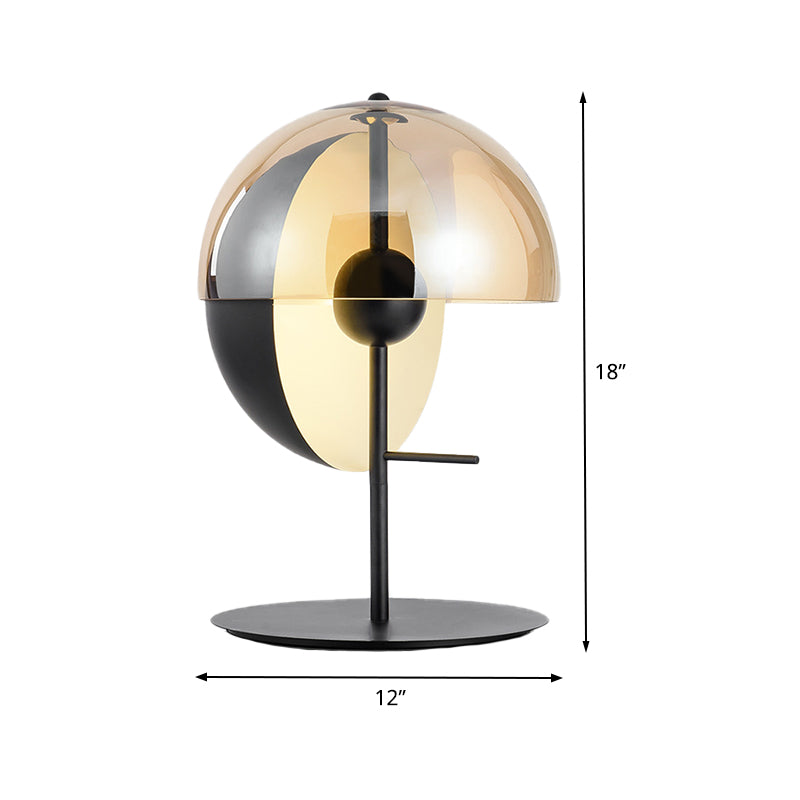 Zeitgenössische 1 head -tasksbeleuchtung schwarze Schüssel kleine Schreibtischlampe mit Cognac -Glasschatten