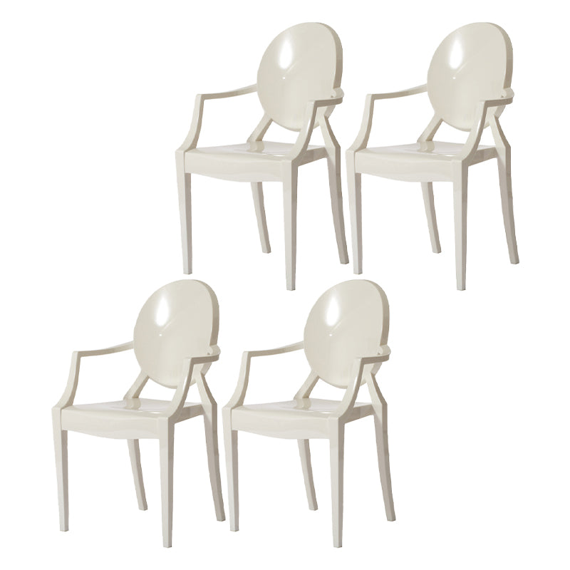 Sillón de plástico contemporáneo para restaurante, silla de comedor transparente con respaldo abierto (juego de 4)