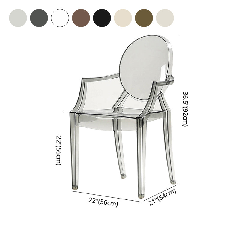 Sillón de plástico contemporáneo para restaurante, silla de comedor transparente con respaldo abierto (juego de 4)