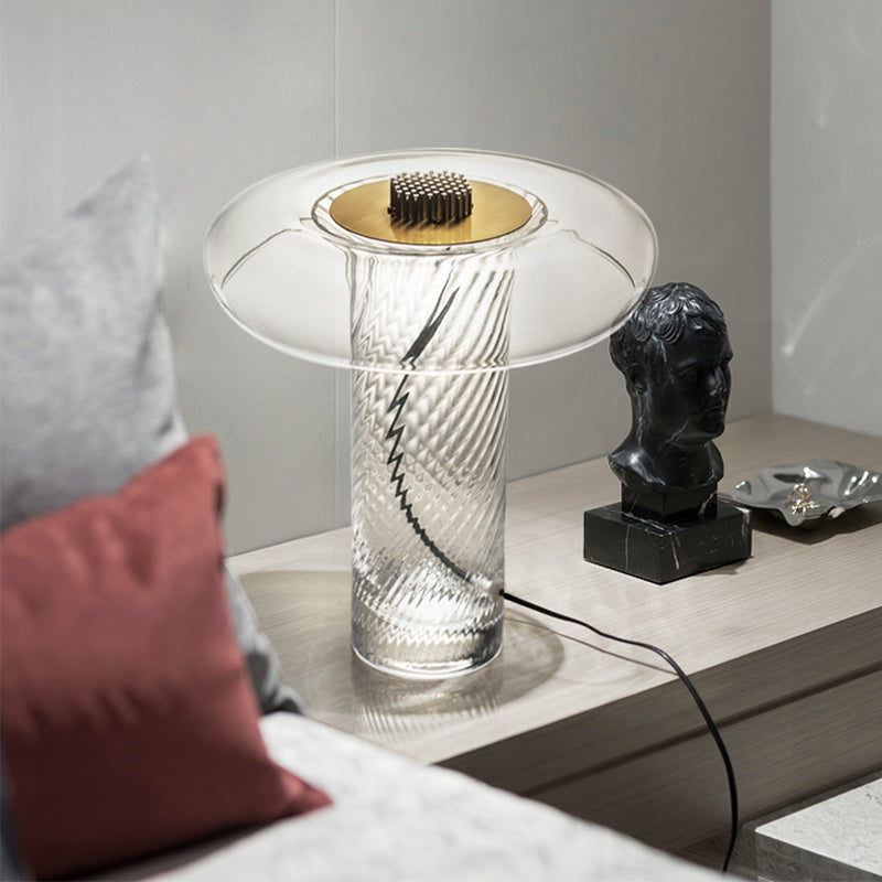 Éclairage de tâche ombragé contemporain Verre transparent 1 Bulbe Salon Small Desk Lampe