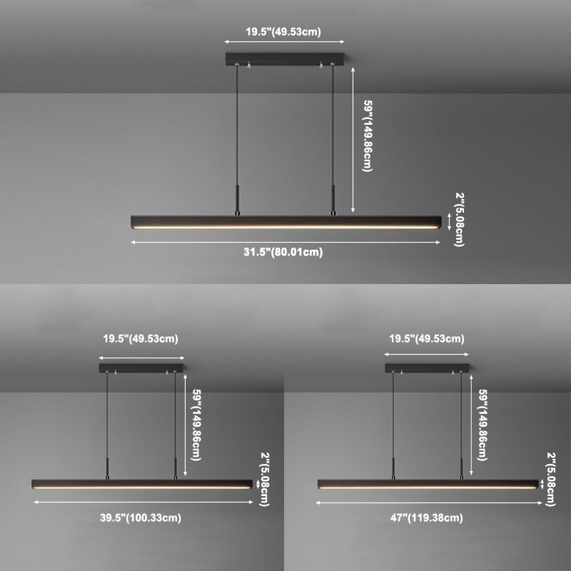 Modern Style LED Hanging Light Fixture Dining Room Simple Rectangle Pendant Lamp