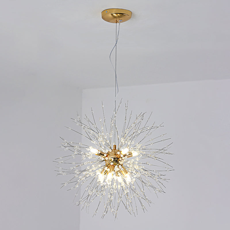 Dandelion Suspended Lighting Fixture Modern Multi-Head Hanging Pendant Lights with Crystal