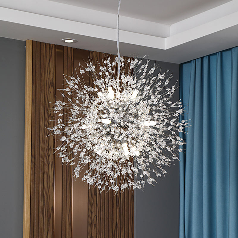 Aparte de iluminación suspendido de diente de león luces colgantes colgantes de múltiples cabezas múltiples con cristal
