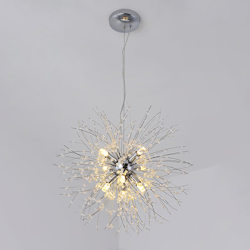 Dandelion Suspended Lighting Fixture Modern Multi-Head Hanging Pendant Lights with Crystal
