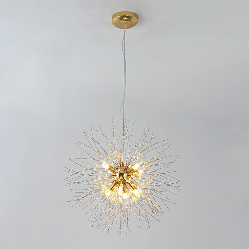 Aparte de iluminación suspendido de diente de león luces colgantes colgantes de múltiples cabezas múltiples con cristal