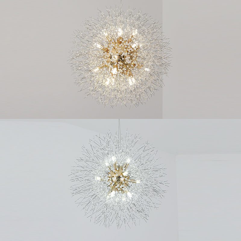 Aparte de iluminación suspendido de diente de león luces colgantes colgantes de múltiples cabezas múltiples con cristal