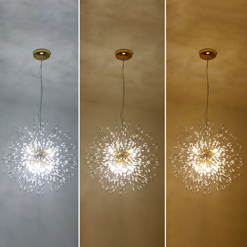 Dandelion Suspended Lighting Fixture Modern Multi-Head Hanging Pendant Lights with Crystal