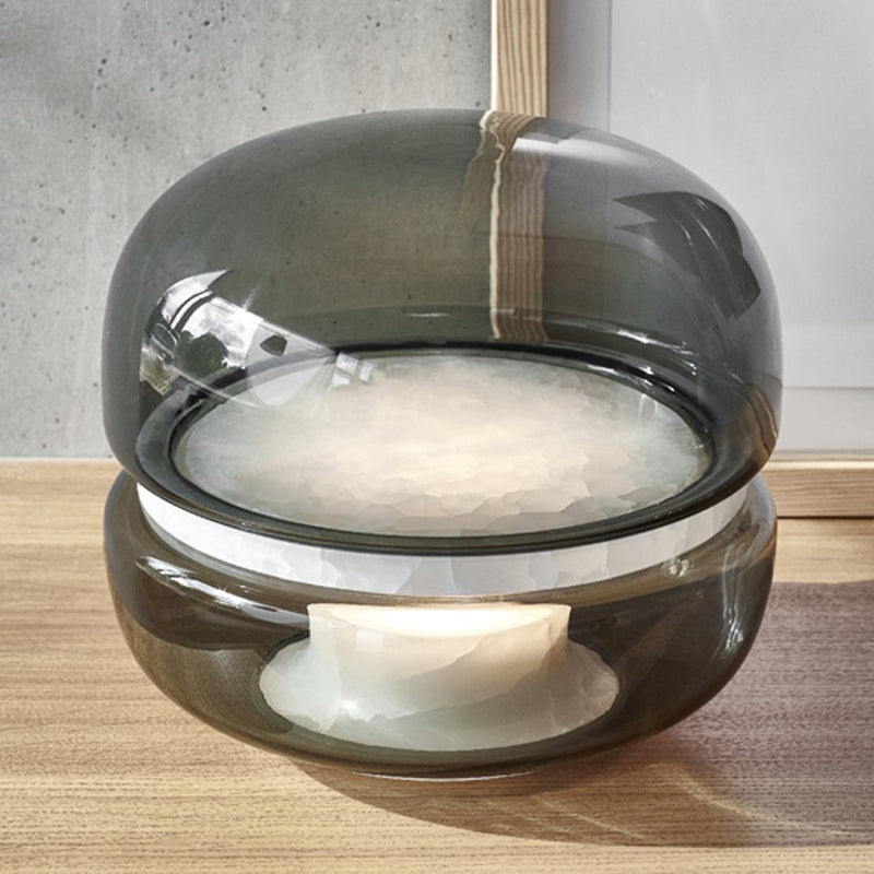 Smoke grijs glas urn taakverlichting eigentijds 1 kop woonkamer kleine bureaustamp