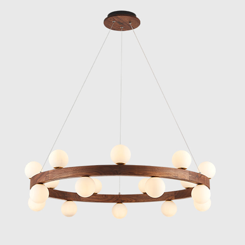 Brown Chandelier Light Fixtures Modern Multi-Head Hanging Lamps with White Glass Shade