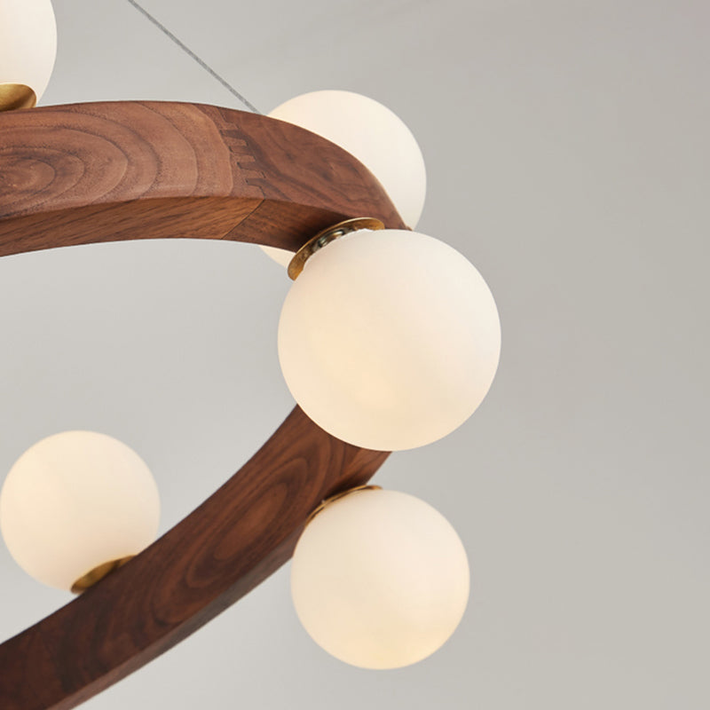 Brown Chandelier Light Fixtures Modern Multi-Head Hanging Lamps with White Glass Shade