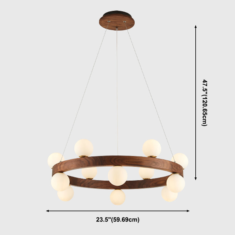 Brown Chandelier Light Fixtures Modern Multi-Head Hanging Lamps with White Glass Shade