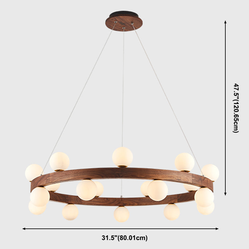 Brown Chandelier Light Fixtures Modern Multi-Head Hanging Lamps with White Glass Shade