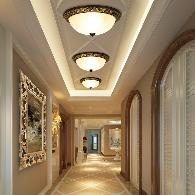 Traditional Flush Mount Light Simple Ceiling Light with Glass Shade for Sitting Room
