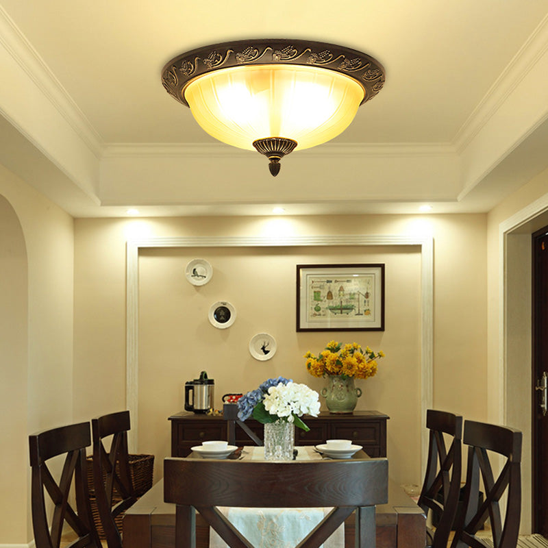 Traditional Flush Mount Light Simple Ceiling Light with Glass Shade for Sitting Room