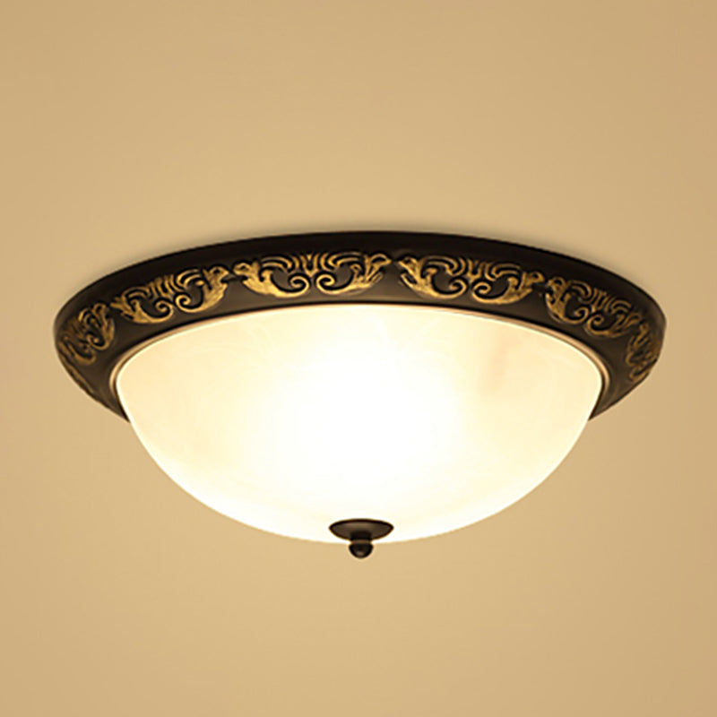 Traditional Flush Mount Light Simple Ceiling Light with Glass Shade for Sitting Room