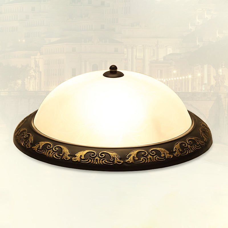 Traditional Flush Mount Light Simple Ceiling Light with Glass Shade for Sitting Room