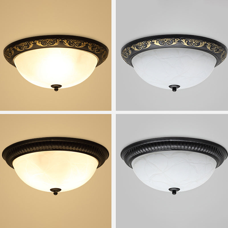 Traditional Flush Mount Light Simple Ceiling Light with Glass Shade for Sitting Room