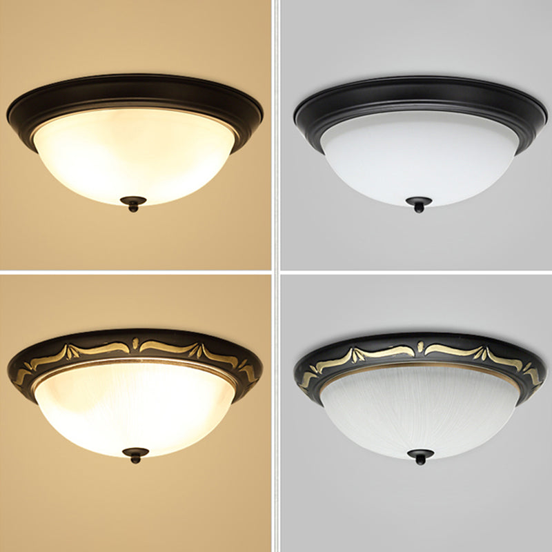 Traditional Flush Mount Light Simple Ceiling Light with Glass Shade for Sitting Room