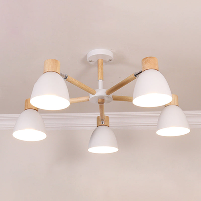 Bell Chandelier Light Fixtures Macaroon Multi-Head Hanging Lamps with Aluminum Shade