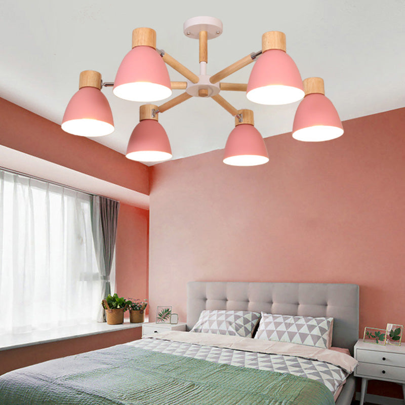 Bell Chandelier Light Fixtures Macaroon Multi-Head Hanging Lamps with Aluminum Shade