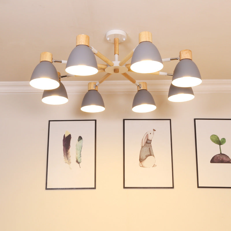 Bell Chandelier Light Fixtures Macaroon Multi-Head Hanging Lamps with Aluminum Shade