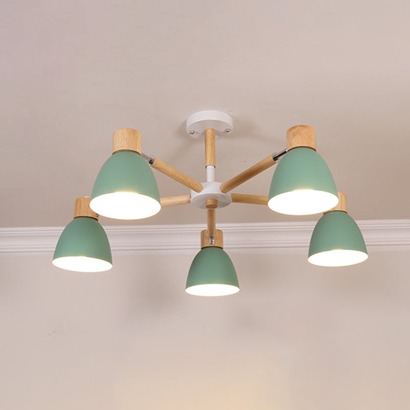 Bell Chandelier Light Fixtures Macaroon Multi-Head Hanging Lamps with Aluminum Shade