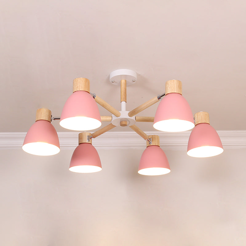 Bell Chandelier Light Fixtures Macaroon Multi-Head Hanging Lamps with Aluminum Shade