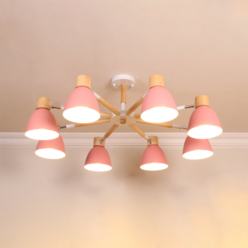 Bell Chandelier Light Fixtures Macaroon Multi-Head Hanging Lamps with Aluminum Shade