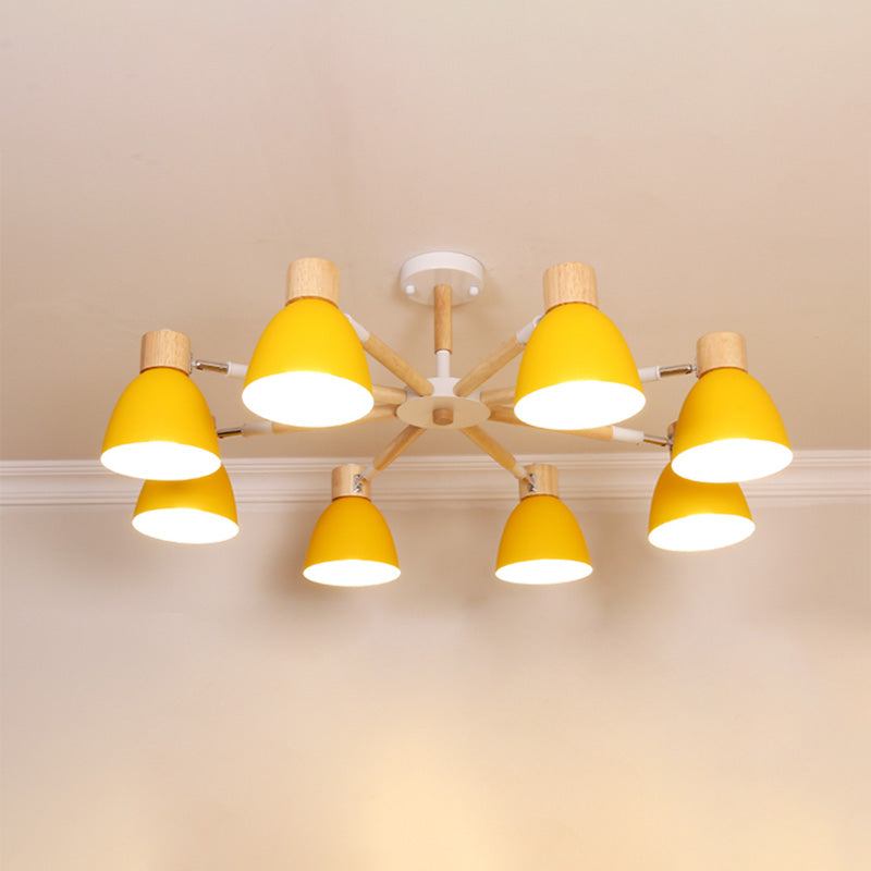 Bell Chandelier Light Fixtures Macaroon Multi-Head Hanging Lamps with Aluminum Shade