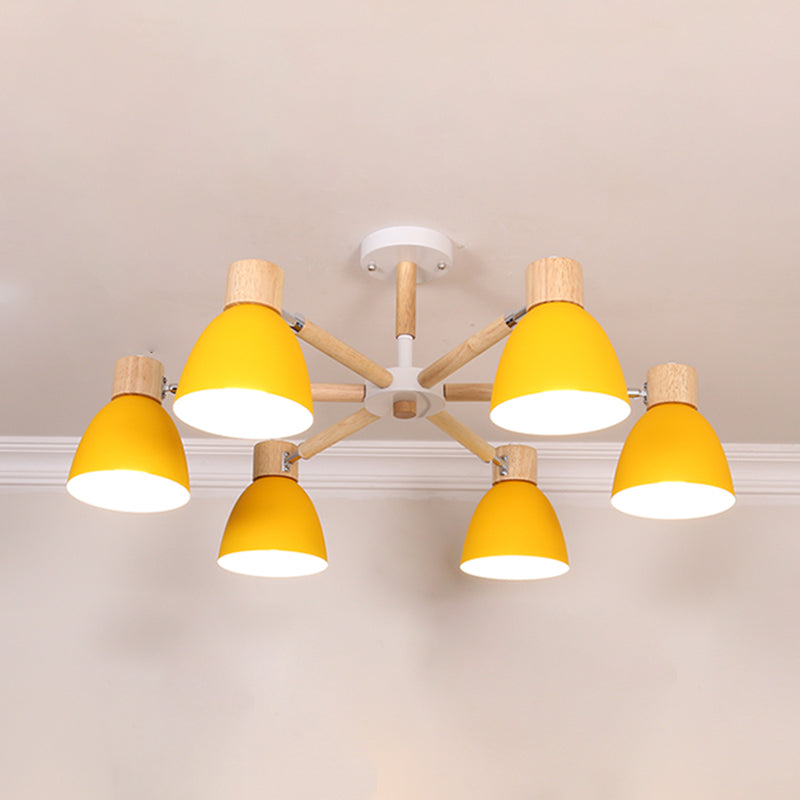 Bell Chandelier Light Fixtures Macaroon Multi-Head Hanging Lamps with Aluminum Shade