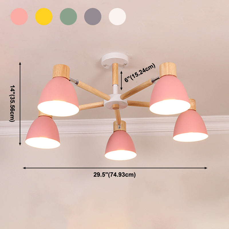 Bell Chandelier Light Fixtures Macaroon Multi-Head Hanging Lamps with Aluminum Shade