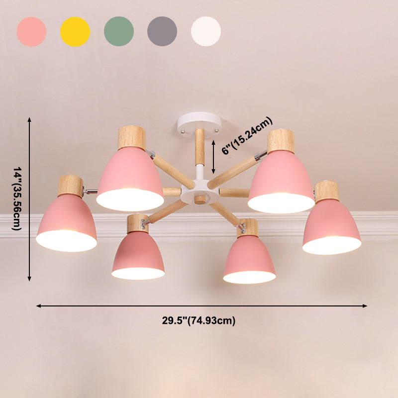 Bell Chandelier Light Fixtures Macaroon Multi-Head Hanging Lamps with Aluminum Shade