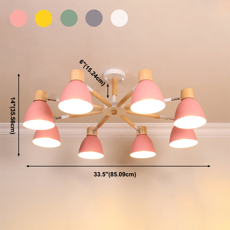 Bell Chandelier Light Fixtures Macaroon Multi-Head Hanging Lamps with Aluminum Shade